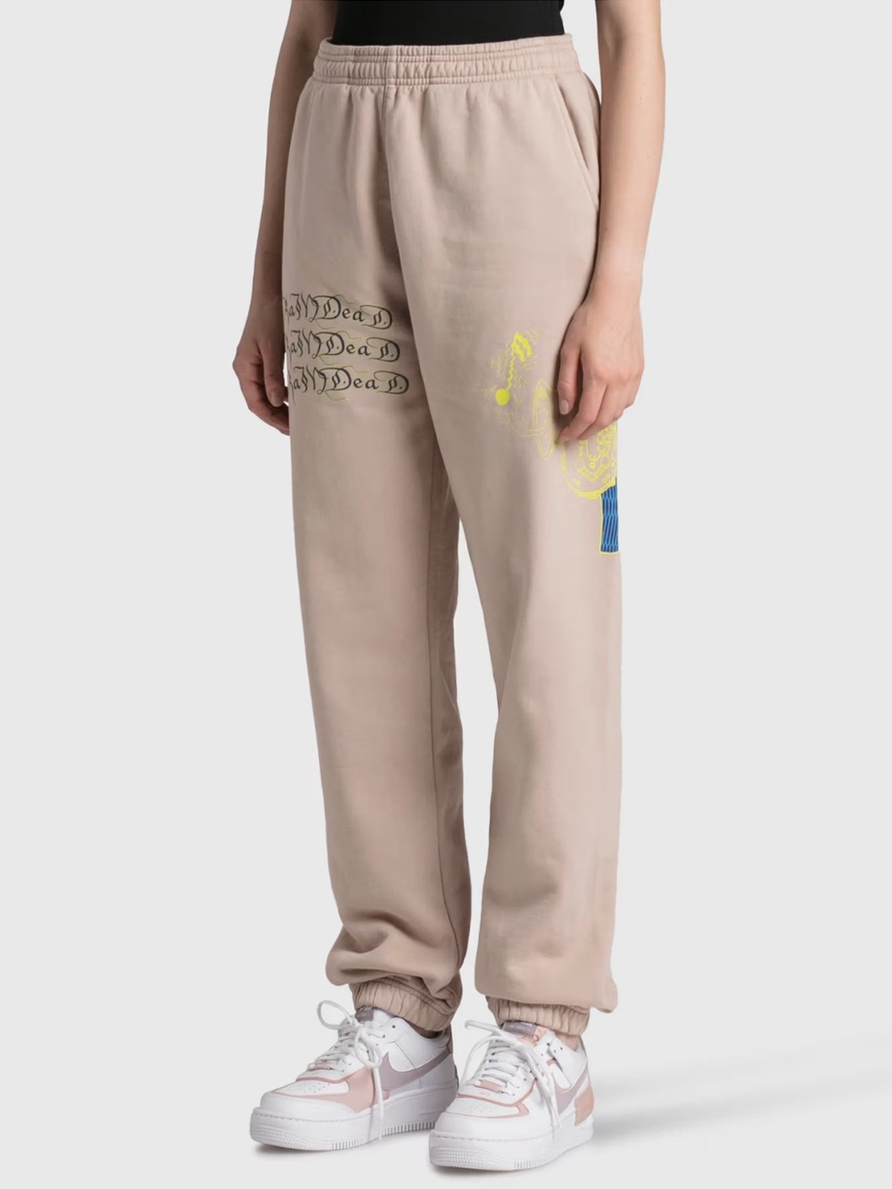 Brain-Dead jazz flute jogger sweatpants in nutmeg tan yellow and blue Large